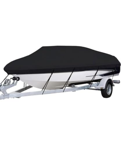 Nicffdi 防水ボートカバー UV 耐性600D マリン グレード オックスフォード生地船体カバー ヨット屋外保護カバー はVハル、TRIハル、プロスタイル、漁船、バスボート、ランナバウトに適合 11-13/14-16/17-19/20-22 ft (