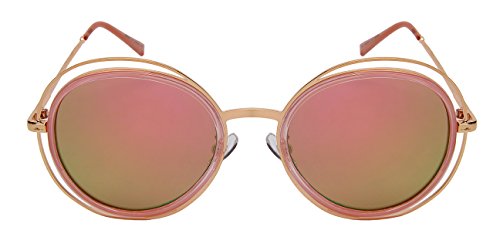 Oval Shaped Cut Out Sunglasses with Flat Colored Mirror Lens 3305-FLREV2