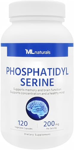 ML Naturals Phosphatidyl Serine 200mg (Per Serving) 120 Vegetable Capsules Non-GMO Supports Memory & Brain Function