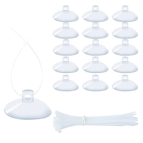 Waycreat Lot de 40 ventouses en caoutchouc de 35 mm avec 80 attaches transparentes à fermeture éclair, ventouses anti-collision, petites ventouses sans crochets pour table, aquarium, métal, verre
