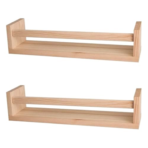 ZYAYNG Estantería montada en la pared, 2 unidades, estantería de madera flotante para libros, estantería para pared, baño, decoración, cocina, especiero para dormitorio, oficina