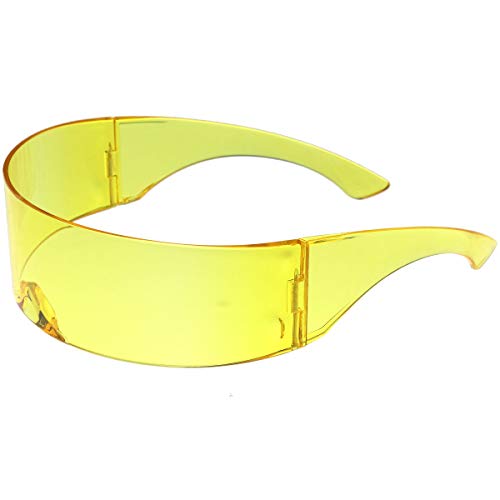 Zerouv 80S Futuristic Cyclops Cyberpunk Visor Sunglasses With Translucent Lens (Yellow) #TOP1