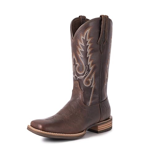 Women's Cowboy Boots for Women Full Cowhide Leather Cowgirl Mid Calf Western Embroidered Country Boot