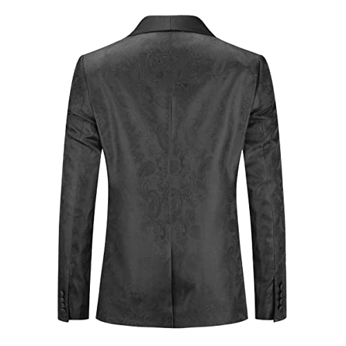 Boyland Mens 2 Pieces Paisley Suit Tuxedo Shawl Lapel Prom Wedding Dress Single Breasted Casual Suit with Black Trousers3