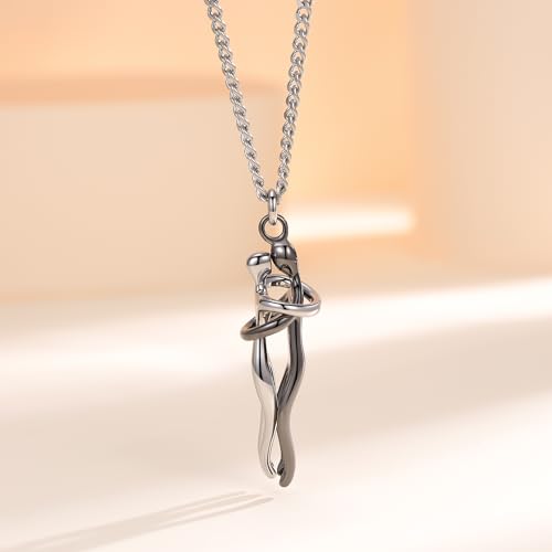 Collier couple personnalité câlin affectueux, pendentif réglable mode - 2