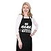 LAMEK Mama Kochschürze Damen Schürze Einstellbare Küchenschürze Schwarz Backschürze Baumwoll Grillschürze Geschenkideen Latzschürze Geschenk für Muttertag Mamas Geburtstag, Einheitsgröße