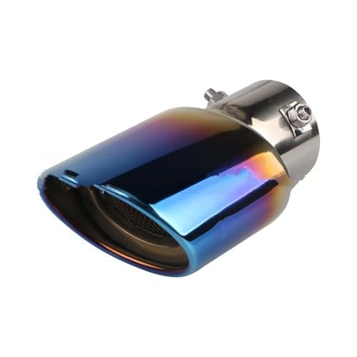 車用 マフラー オートジェネラル シャークベルトネット テールスロート 改造排気管 テールノズル ステンレススチール サイレンサー付きテールスロート シルバー ブラック ストラ(Straight baked blue)