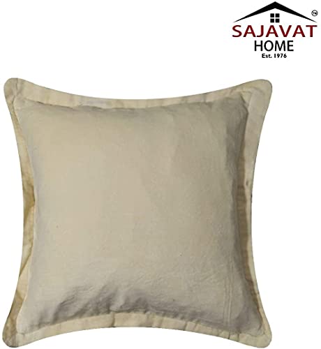 Image of SAJAVAT HOME CV120 Embroidery Cushion Cover (Pack of 1) 18x18 INCHES /45x45 cm Multicolour (Ivory, Velvet)