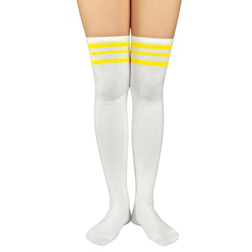 Image of Zando Womens Stripes Thigh High Socks Thigh Highs Casual Knee High Stockings