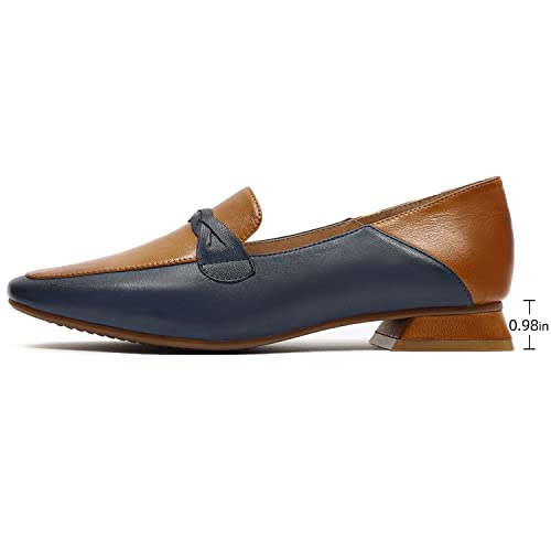 Image of Mona flying Women's Leather Square Toe Penny Loafer Slip on Office Flats