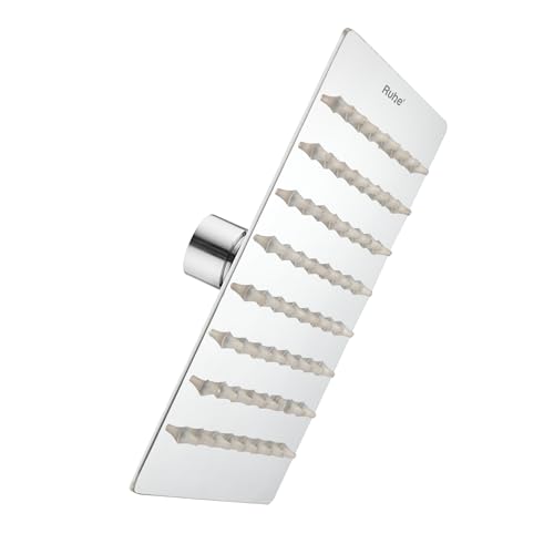 Image of Ruhe Ultra Sleek 304-Grade Stainless Steel Overhead Shower with Chrome Finish| 4x4 Inches Rain Shower for Bathrooms| Powerful Square Showerhead with Easy-to-Clean Silicone Nozzles| WITHOUT SHOWER ARM