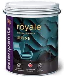 Image of Asian Paint Royale Shyne Luxury Emulsion Premium Interior Emulsion - Luxury Finish | Stain Resistant, Washable | 10 Liter (White)