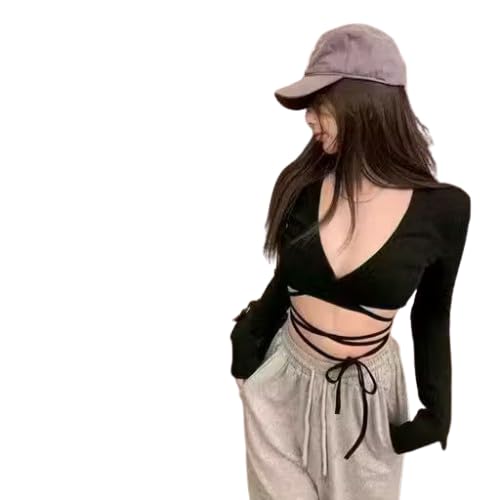 S V Enterprises Trendy V-Neck Cross Dori Top for Girls – Stylish Lycra Long Sleeve Casual Wear
