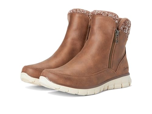 Skechers Synergy-Lovely Collab, Botas de Invierno Mujer, Brown Microleather/Knit, 37 EU