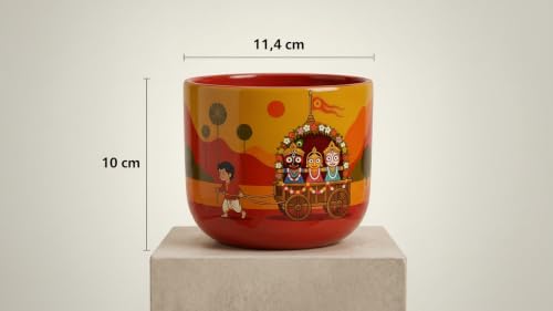 Image of Terracotta Planter - Premium Glass Coated Planters for Home Decor | Artistic Flower Pots for Garden & Indoor | Table Top Decor (Jaganntha Cart)