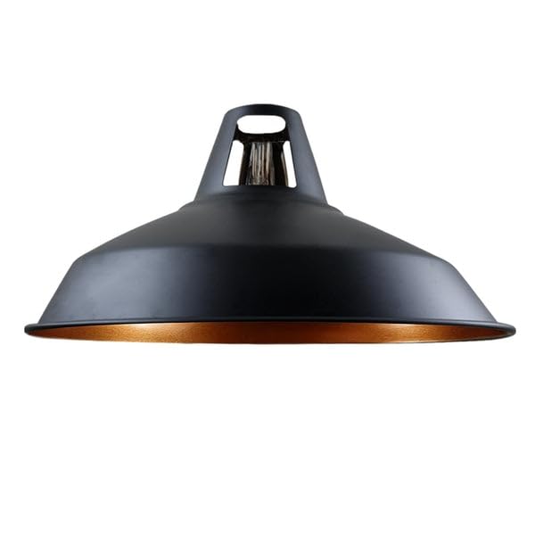 Easy Fit Lampshade Industrial Black Ceiling Pendant Metal Shade 30cm- Modern Pendant Lightshades for Bedroom Living Room Restaurant Kitchen Hallways Cafe (Black Inner Gold - 30cm)