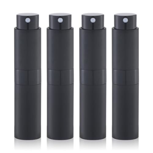 Image of Lulupack Travel Perfume Atomizer Refillable Bottle: Spray Cologne for Travel size - Small Empty Sprayer Fragrance - 8ml (4pcs, Black)