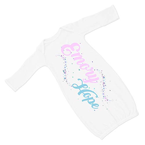 New Baby Girl's Printed Twinkle Little Star Personalized Infant Gown with Pink and Blue Coming Home Outfit