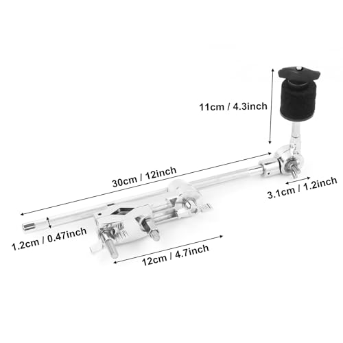 Drum Cymbal Arm Cymbal Stand Extension Arm, 33cm Mount Cymbal Clip Drum Stand Clamp Cymbal Boom Arm with Clamp Holder Bracket, Percussion Instrument Accessories