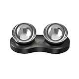 Double Dog Bowl with Stand, Elevated Dog Bowls for Small Medium Dogs & Cats, 2-in-1 Adjustable 0°&15° Tilted Stainless Steel Food Water Bowl Set, Non-Slip No-Spill Feeder for Improved Digestion