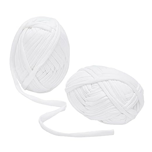 GORGECRAFT 2 st 33Yard stickat virkgarn t-shirt garn tyg tyg tyg för virkning nybörjare lära sig att virka 105 g x 2 (vit)