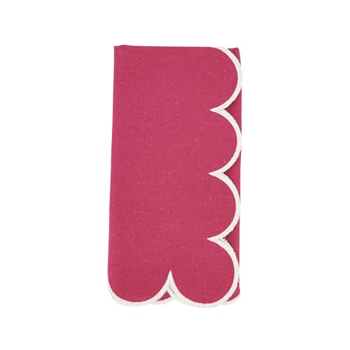 Saro Lifestyle Scalloped Hem Napkin (Set of 4), Fuchsia, 20" by SARO LIFESTYLE - Used condition - US$26.50