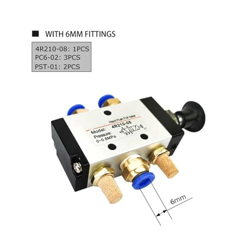 Distributeur pneumatique 4R210-08 vanne de commande manuelle push-pull 6mm - 3