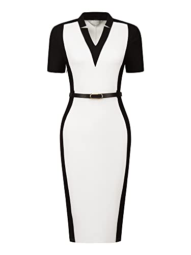 Women's Sheath Dress Office Contrast Color Business Dresses