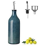 vancasso Ceramic Olive Oil Dispenser Bottle,Stoneware Bottle Dispenser with Spout and Funnel for Kitchen,Suitable for Oil, Vinegar, Coffee Syrups & Other Liquids,20 Ounce,Green