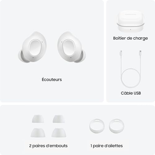 Samsung Galaxy Buds FE Écouteurs sans Fil, Réduction Active du Bruit, Ajustement Confortable, 3 Micros, Commande Tactile, Basses Profondes, Graphite, Version FR
