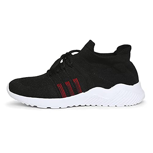 Image of Longies Men's Shoes with lace Black & Red Casual Shoes-9 /UK (LGMLSSV001)