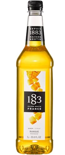 1883 Maison Routin Premium Mango Syrup for Iced Tea Cocktails Mocktails Smoothies Desserts - Vegan-Friendly Allergen-Free No Preservatives - 1L PET Bottle