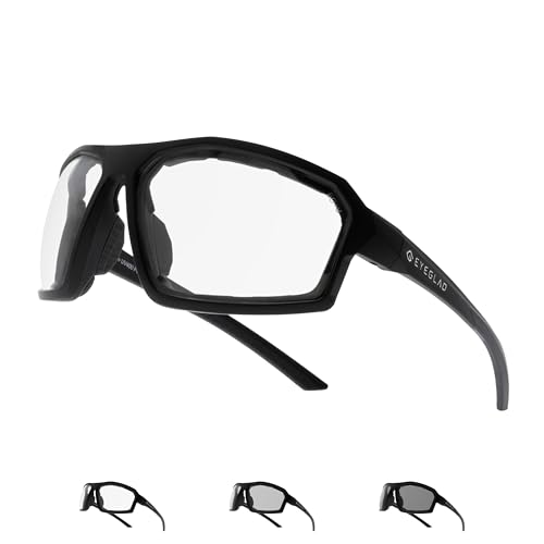 EYEGLAD REV Z87+ Powersports Motorcycle Riding Goggles High Impact Photochromic UV400 Eclipse Shift Sports Wrap Sunglasses Safety Glasses for Men & Women