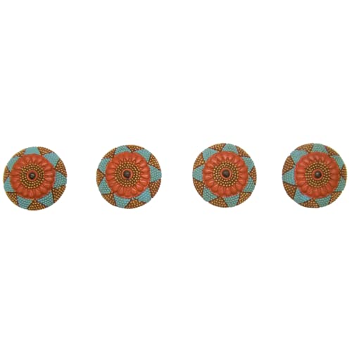 Wowser Santa Fe Style Drawer Pulls Set of 4 – 2 Inch Southwestern Cabinet Knobs, Rustic Turquoise & Copper Round Decorative Hardware for Dresser, Kitchen, Furniture