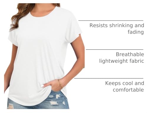 Image of Womens Summer Short Sleeve Tops High Low Loose Casual Basic T-Shirt