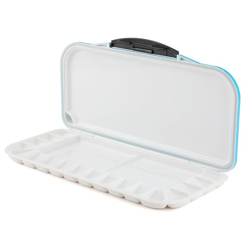 UIHRLM 18 Well Folding Watercolour Palette - Rectangle Paint Palette with 2 Additional Mixing Areas, Portable Paint Mixing Tray for Artists & Student Fit Watercolour Acrylic Gouache Painting