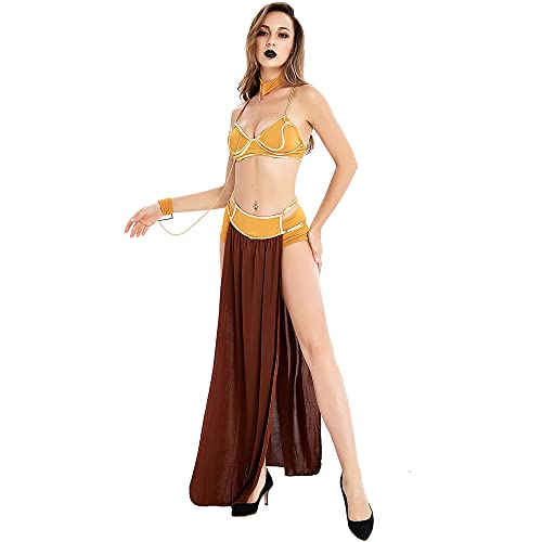 Image of Ulalaza Women's Cosplay Costume Cleopatra Greek Goddess Ancient Roman Warrior Uniform Outfit for Halloween Party