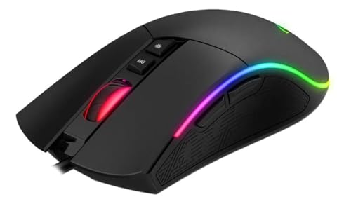 Havit Mouse Gamer MS1001S RGB Programável Macro, 7 Botões, 800-1600-2400-3200-4800-8000 DPI, USB, Design Ergonômico, Antiderrapante