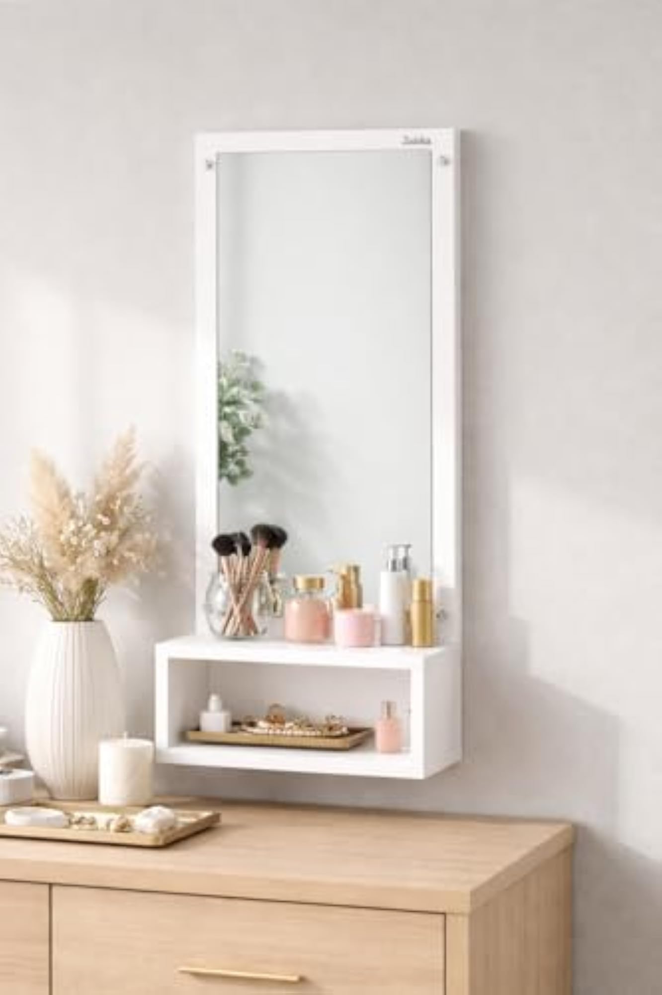 Wall Mounted Dressing Table with Storage Shelf