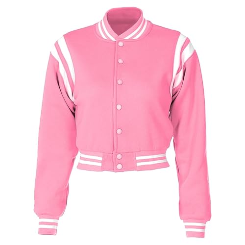 Women's Baseball Jacket Crop Coat Varsity Style Lightweight Sportswear School Uniform with Snap Button for Girls2