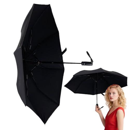 Generisch Sombrilla - Sombrilla refrescante con ventilador, recargable portátil para niños y adultos, , golf, camping, verano, picnic al aire libre, Negro , Siehe Beschreibung
