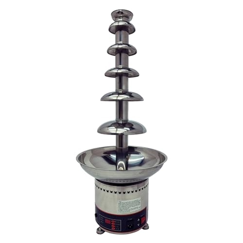 BREVELTION 6 Tiers Chocolate Waterfall Fountain 13.2lb Capacity Electric Stainless Steel Hot Chocolate Fondue Fountain Machine with Digital Control for Wedding Birthday Party