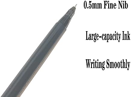 MCKhome Rollerball Pen Large Capacity Gel Pen Liquid Ink Rollerball Pen 0.5mm Fine Nib Gel Pen Smooth Ballpoint Pen for School Office and Home-Pack Of 12 (Black)