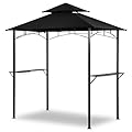 Grill Gazebo Canopy, 8'x 5' Outdoor BBQ Gazebo Shelter, Patio Double Tiered Tent for Barbecue and Picnic, Black