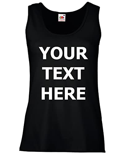 Personalised Vest Tops for Women - Gym Vest Tank Tops Women, Running Vest Womens Tops, Bride T-Shirt Hen Party Accessories, Hen Party Tank Top, Personalised Hen T Shirt Printing Black