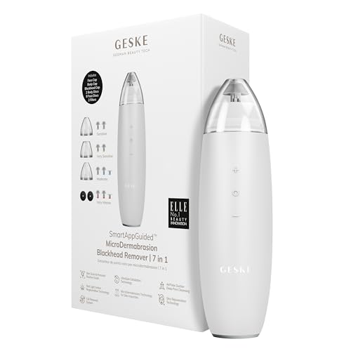 GESKE SmartAppGuided™ MicroDermabrasion Blackhead Remover | 7 in 1 | Blackhead Remover | Electric Pore Cleaner | Innovative Vacuum Cup | Beauty Tool | Skin Cleansing Device | Skincare Device