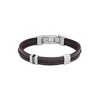 Fossil Men's Townsman Leather Essentials Bracelet, JF04133040, Brown, One Size