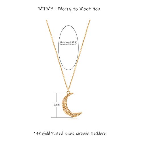 Gold Moon Pendant Necklace for Women,14K Gold Plated Dainty Chain Crescent Moon Sun Star Necklace Jewelry2