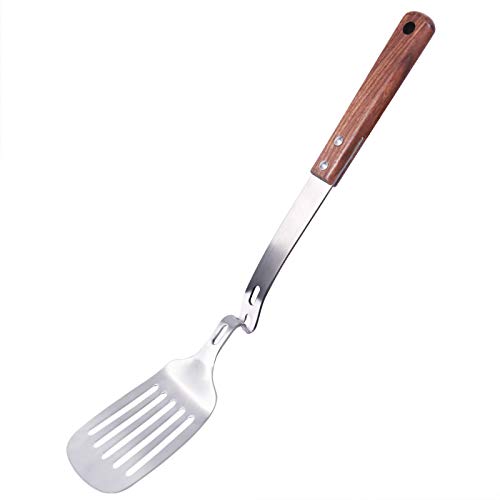 Newness Stainless Steel Slotted Turner Spatula, Metal Wide Spatula Food Turner Flipper with S Shaped Handle, Kitchen Utensil Cooking Pancake Turner for Eggs, Omelets, Burgers, 15.2 Inches