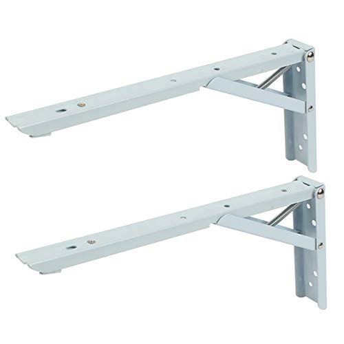 Ogrmar 2pcs 12-inch Length 90 Degree Spring Loaded Folding Support Shelf Bracket with 8 Screws (12inch)